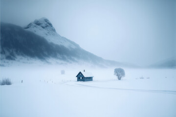 Fototapeta na wymiar Winter, Snow, Hills , Trees, Remote, Cosy, warmth