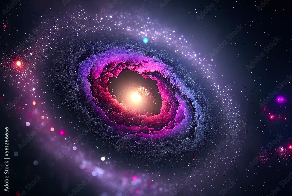 Poster abstract background of outer space with ultra bright stars and comets on the theme of explosions and life in space