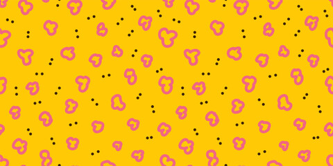 Doodle shapes background. Seamless pattern. Vector. らくがきイラストパターン
