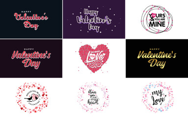 Fototapeta na wymiar Red flat design Valentine's Day label pack