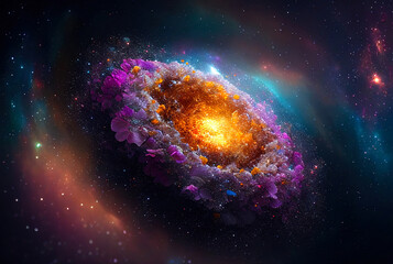 abstract illustration of the cosmos on the theme of the origin of life in the universe with stars, comets and nebulae
