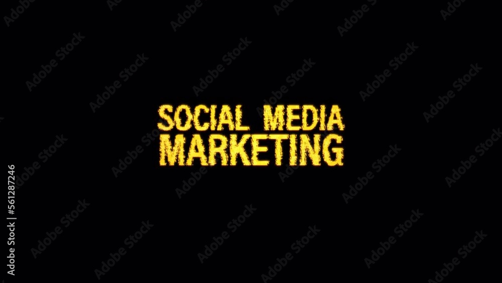 Poster 3d animation of social media marketing glow glitch text digital effect cinematic title abstract back