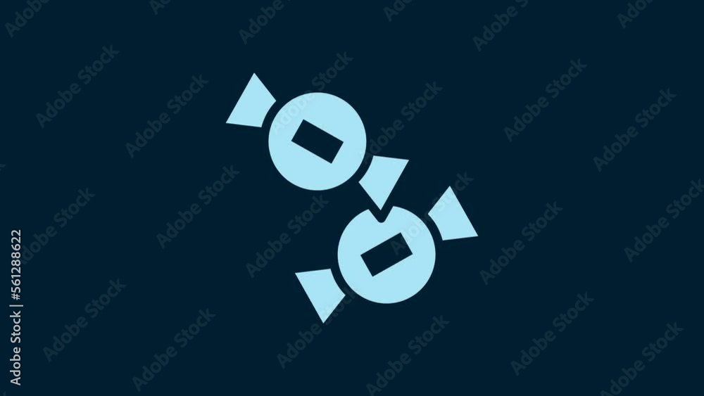 Sticker White Candy icon isolated on blue background. 4K Video motion graphic animation