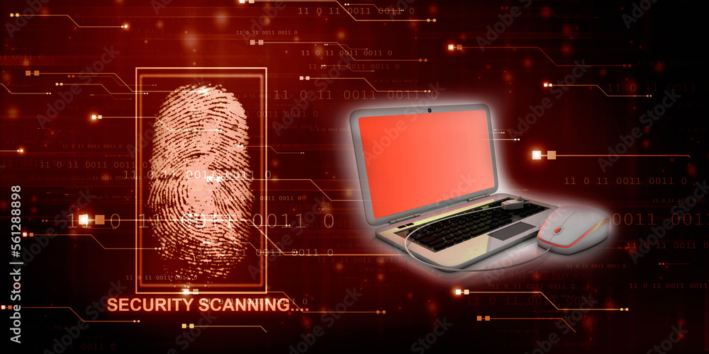 Poster 3d rendering laptop connected mouse