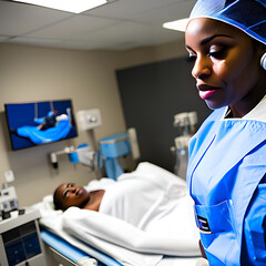 Beautiful Black Doctor Checking a Patient's Vital Signs in a Medical Clinic, AI generated