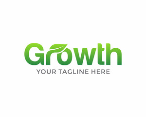 Grow logo design lettering vector template