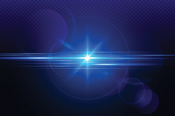 Blue transparent light lens flares streaks