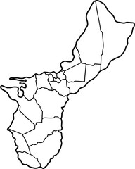 doodle freehand drawing of guam map.