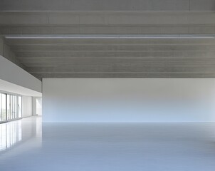 Obraz premium empty modern corridor with white walls and windows