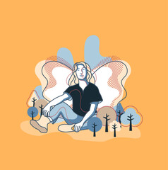 Woman illustrator art vector