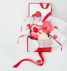 Frosted Valentine Cookies in Tissue and Red Satin Gift Box
