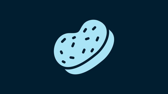 White Bath sponge icon isolated on blue background. Sauna sponge. 4K Video motion graphic animation
