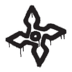 Shuriken ninja weapon star graffiti with black spray paint. Vector illustration