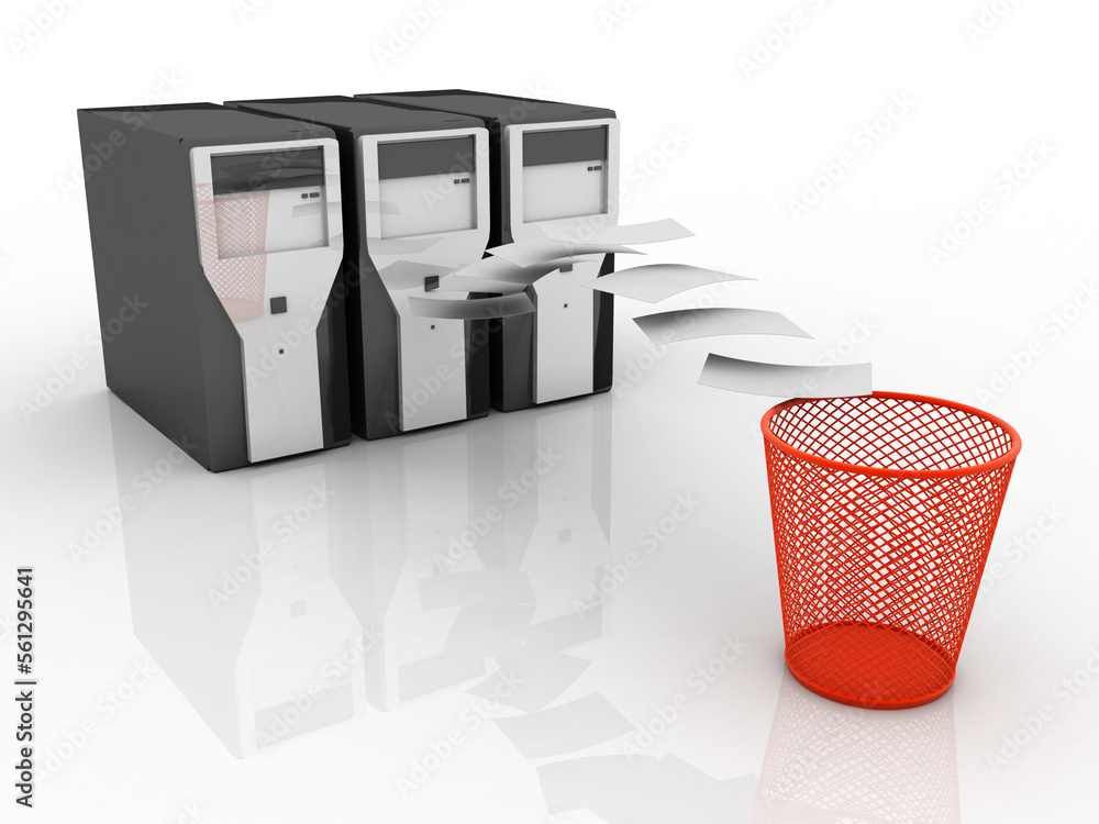 Poster 3d rendering database storage data base with bin