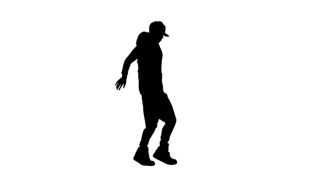 Black silhouette on a white background man dance hip hop . can use invert for alph chanel