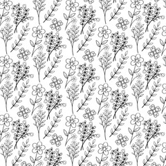 Fototapeta premium Hand Draw Leaves and Flower Pattern, Spring pattern