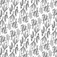 Hand Draw Leaves and Flower Pattern, Spring pattern