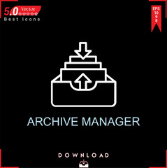ARCHIVE MANAGER vector . Business marketing management, new icons , simple, isolated, application , logo, flat icon for website design or mobile applications, 
UI  UX design Editable stroke. EPS10