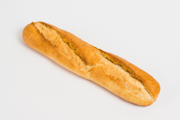 French baguette on a white background with copy space.