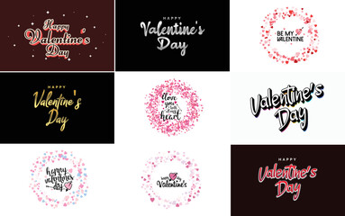 Fototapeta na wymiar Happy Valentine's Day hand-drawn lettering vector illustration suitable for use in design of flyers. invitations. posters. brochures. and banners