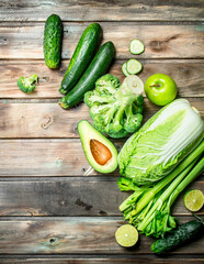 Green food. Organic fruits and vegetables .
