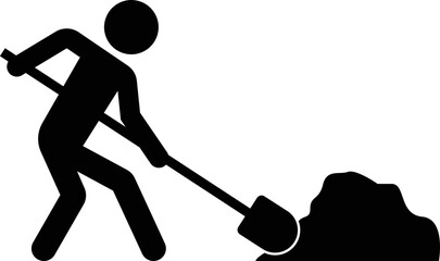 Man at Work or Labor Icon for Road works and Construction