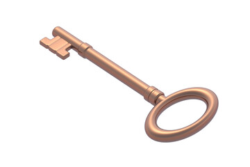 Vintage key isolated on white background. 3d render