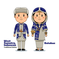 Couple wear Batabue, West Sumatra, Indonesian Traditional Clothes