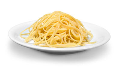 Egg pasta on white plate