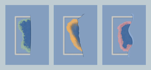 Minimalist art illustration in picture frames.Vector pastel background design.