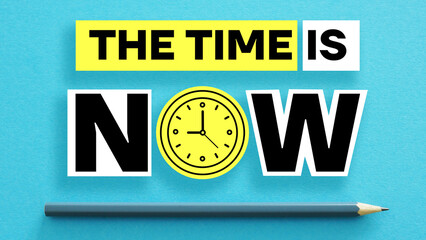 The time is now is shown using the text