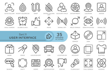 Set of conceptual icons. Vector icons in flat linear style for web sites, applications and other graphic resources. Set from the series - User Interface. Editable outline icon