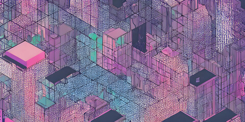 abstract colorful background with squares and lines, graffiti texture of blocks for buildings
