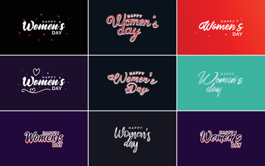 Fototapeta na wymiar Set of cards with an International Women's Day logo