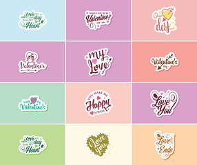Express Your Love with Heartfelt Valentine's Day Typography Stickers