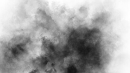 Fototapeta premium Overlays fog isolated on black background. Paranormal black and white mystic smoke, clouds for movie scenes.