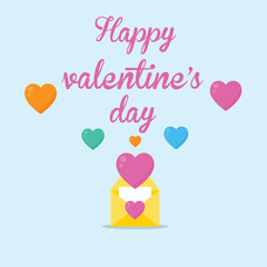 valentines day envelope invitation card vector illustration with heart shaped elements