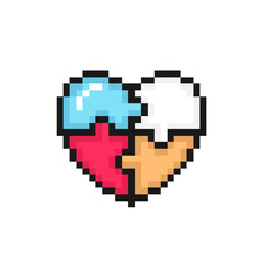 Heart puzzle symbol. Pixel icon isolated on white background
