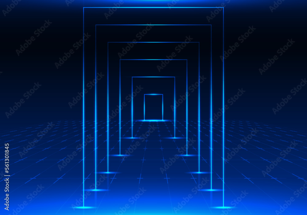Poster technology corridor represents the network of the internet system for maximum efficiency. use geomet