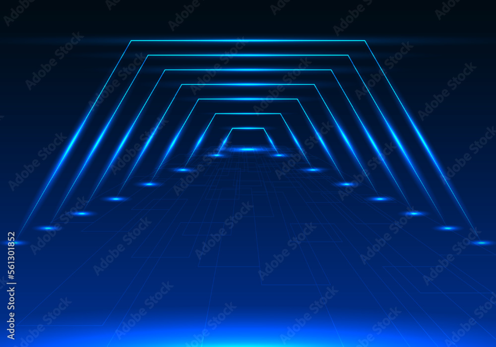 Poster technology corridor represents the network of the internet system for maximum efficiency. use geomet