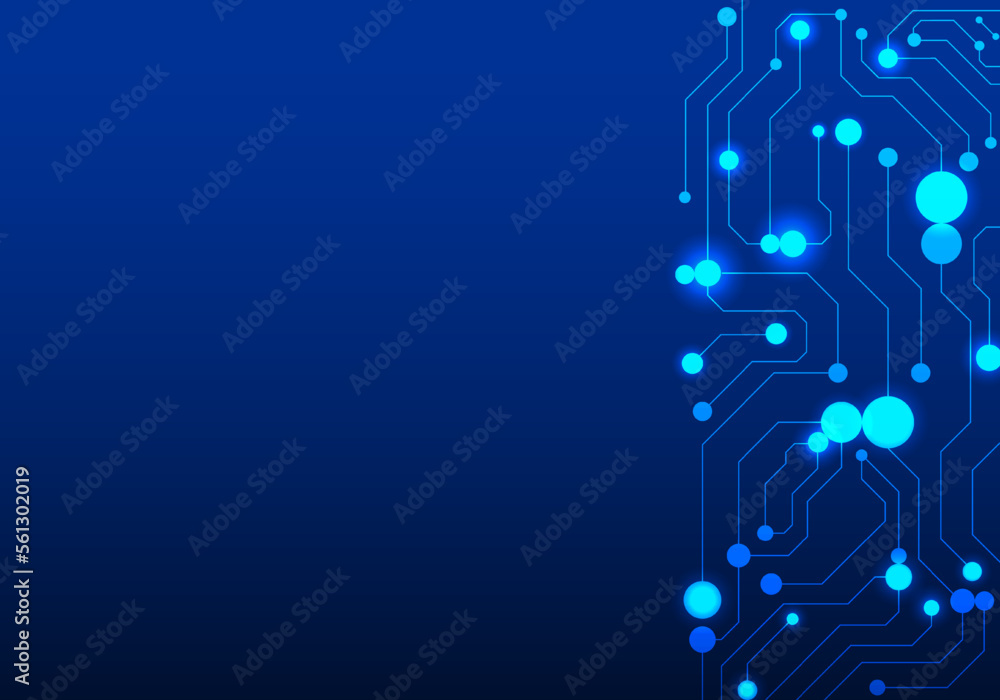 Poster technology circuit board data connection background shows the flow of data when we do various transa