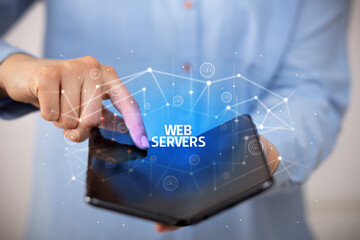 Businessman holding a foldable smartphone, new technology concept