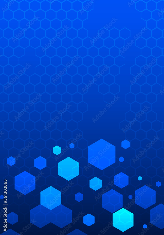 Poster technology abstract background of stacked hexagonal shapes in descending order. like an internet net