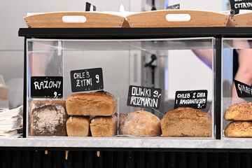 Breads are seen on display in a bakery in Warsaw, Poland on 22 December, 2022. 