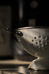 white kitchen pasta colander