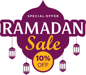 Ramadan sale 10 percent off label badge banner template design