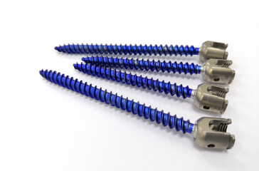 Blue Pedicle Screws for Spine Fusion Surgery