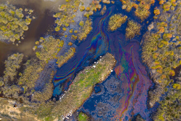 Abstract aerial landscape of a lake