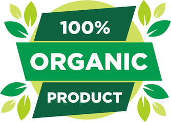 100 percent organic label sticker badge Vector