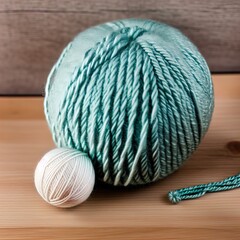 A ball of yarn on a table.